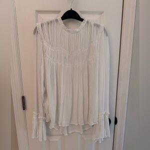 Free People White Kelsey Flowy Bell Sleeve Blouse Top M NWT